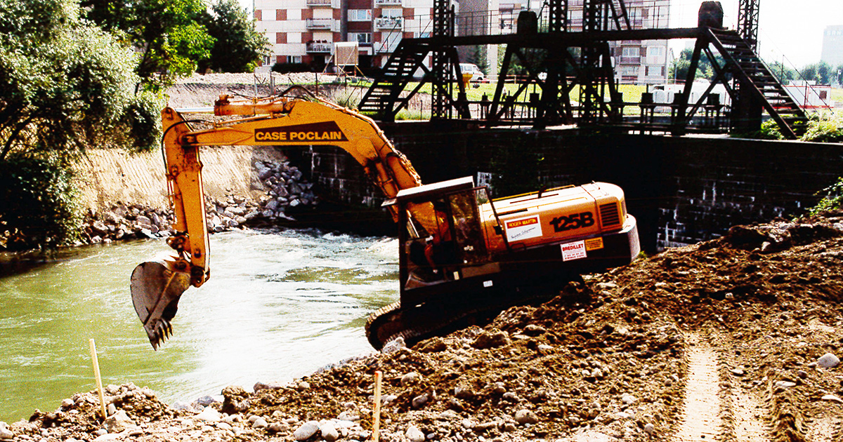 Construction du Parc des eaux vives de Huningue