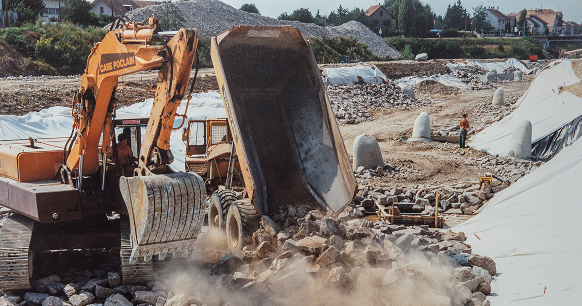 Construction du Parc des eaux vives de Huningue