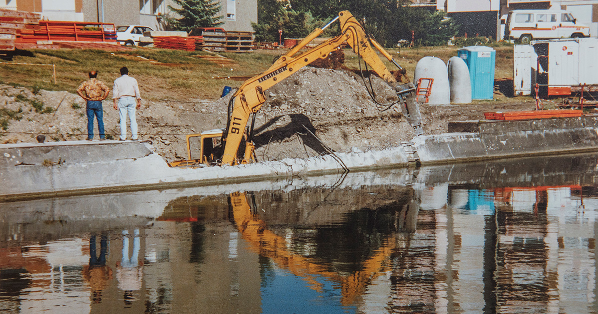 Construction du Parc des eaux vives de Huningue