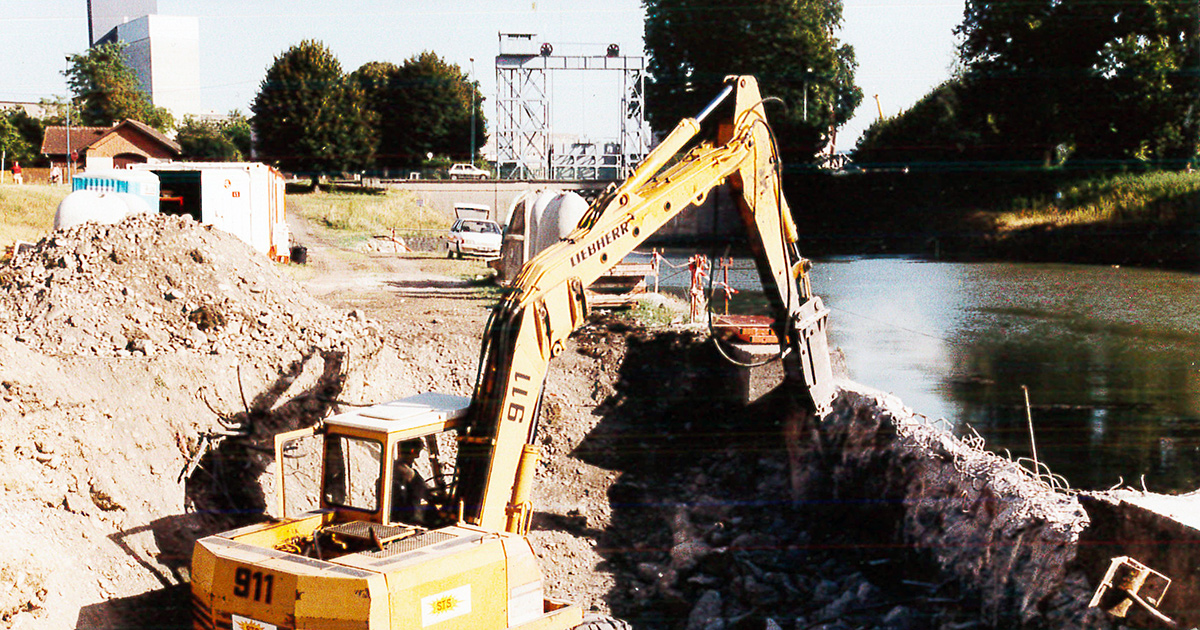 Construction du Parc des eaux vives de Huningue